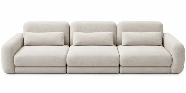 Ashley 3 Seater Modular Fabric Sofa with Ottoman – Beige