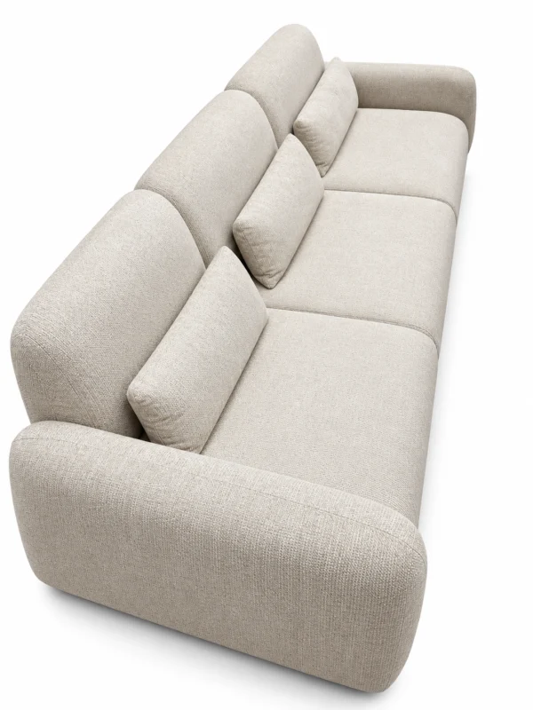 Ashley 3 Seater Modular Fabric Sofa with Ottoman – Beige