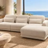 Ashley 3 Seater Modular Fabric Sofa with Ottoman – Beige