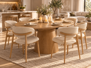 Dresden 7 Piece Extendable Dining Set | Natural Table & Natural Chairs