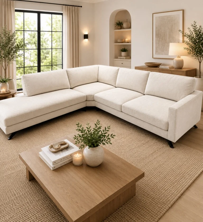 San Remo LHF Beige Fabric Corner Sofa | Modern L-Shaped Lounge
