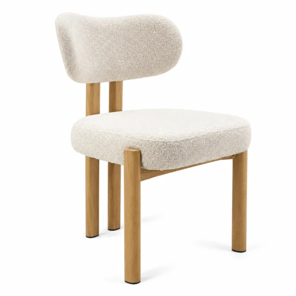 Kun Beige Bouclé Dining Chair | Natural Legs Melbourne