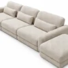 Ashley 3 Seater Modular Fabric Sofa with Ottoman – Beige