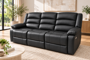 Crystal 3 Seater Recliner Sofa | Black