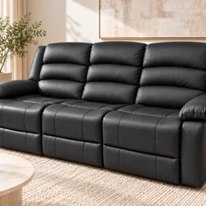Crystal 3 Seater Recliner Sofa | Black