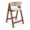 Nicole – Bar Stool | Beige with Walnut Legs