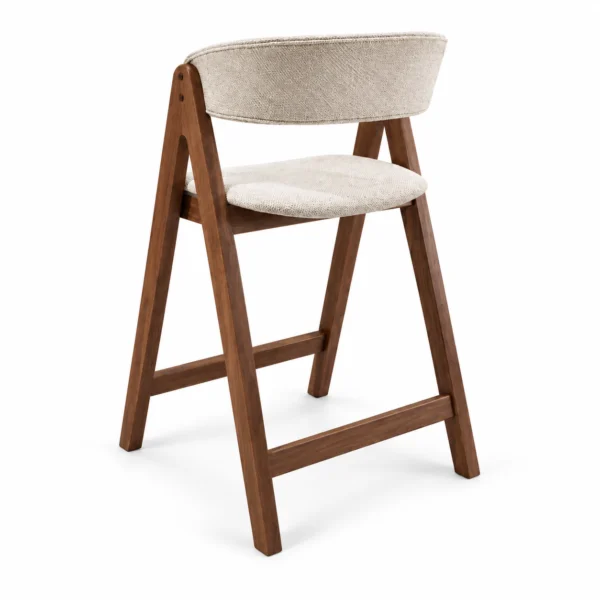Nicole – Bar Stool | Beige with Walnut Legs