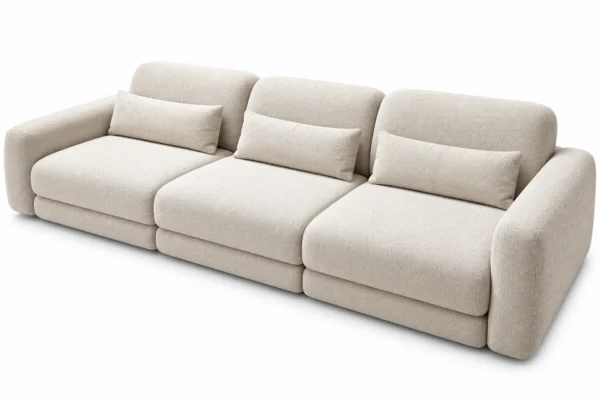Ashley 3 Seater Modular Fabric Sofa with Ottoman – Beige