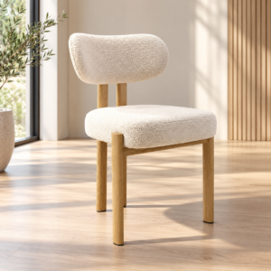 Kun Beige Bouclé Dining Chair | Natural Legs Melbourne