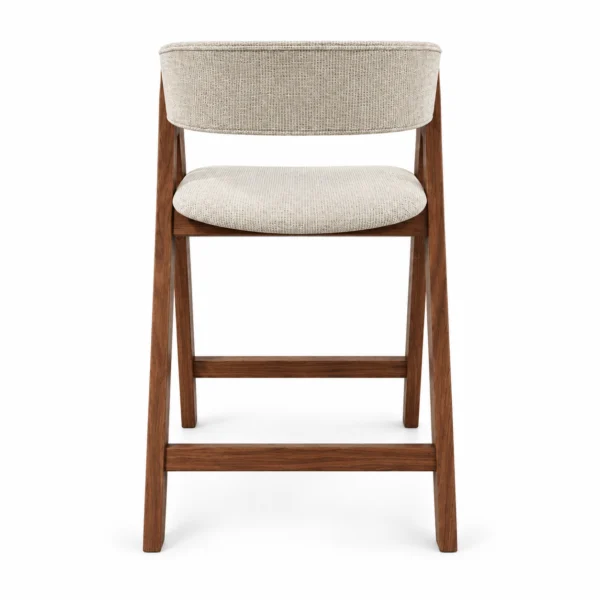 Nicole – Bar Stool | Beige with Walnut Legs