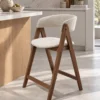 Nicole – Bar Stool | Beige with Walnut Legs