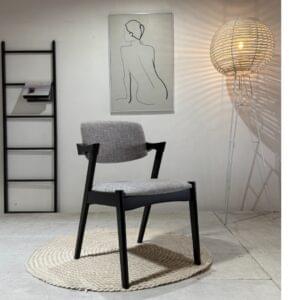 Ash - Dining Chairs | Grey Beige With Black Wooden Legs